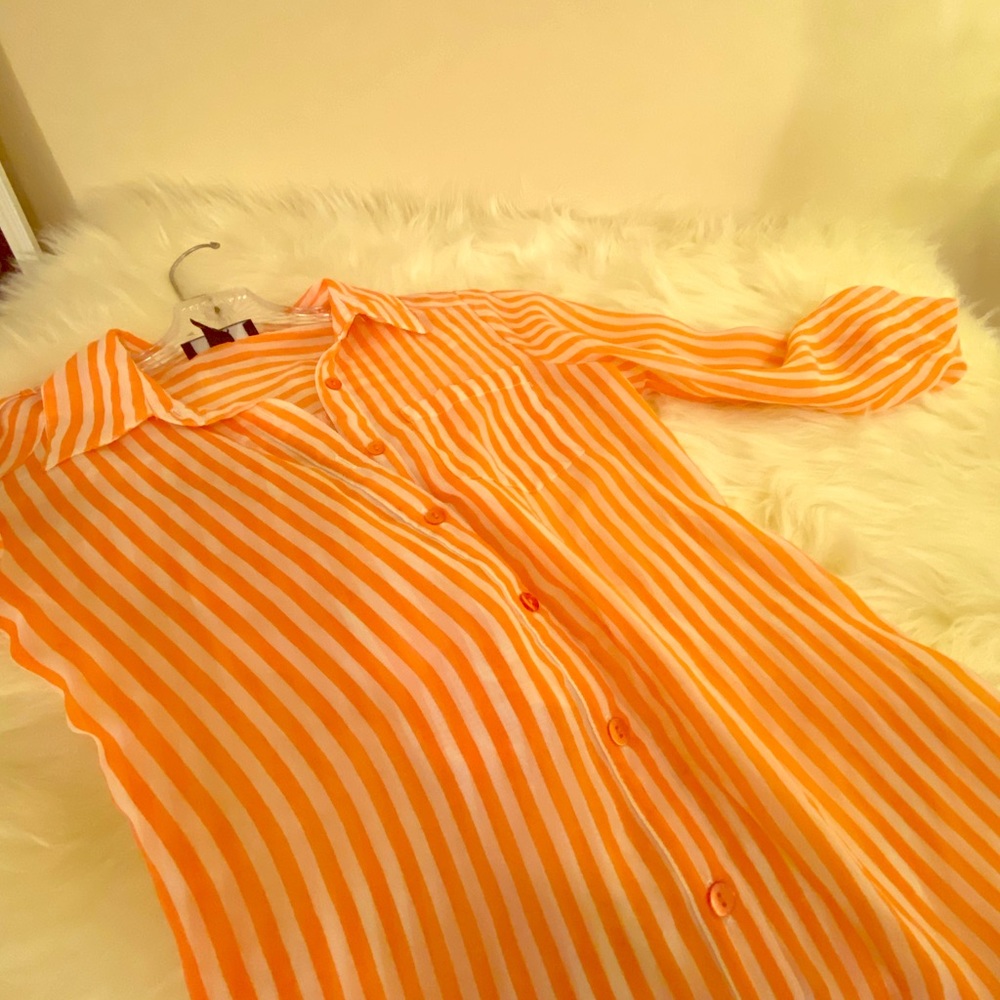 Sheer striped button down